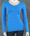 ACTIVE BASIC PLUS SIZE LONG SLEEVE V-NECK SHIRTS